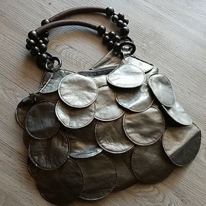 Vintage Wooden beaded handle circle bag